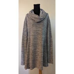 Doubleju Size 3X Women's Light Gray Cowl Neck Tunic Polyester Sweater Dress P5